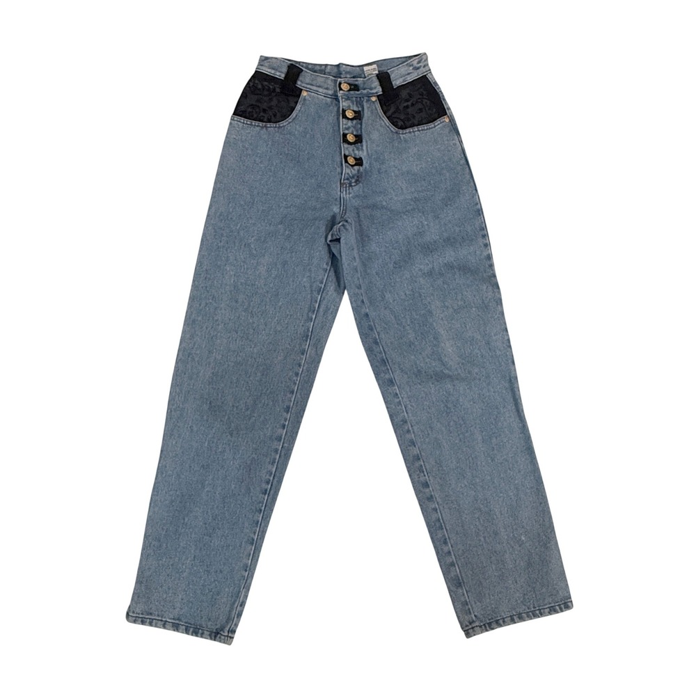 Vintage Zana Di Jeans Womens 7/8 Brocade Button Fly 90's‎ Mom Pants High Waisted
